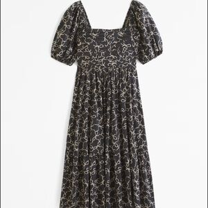 Abercrombie & Fitch Black and Cream Patterned Maxi Dress